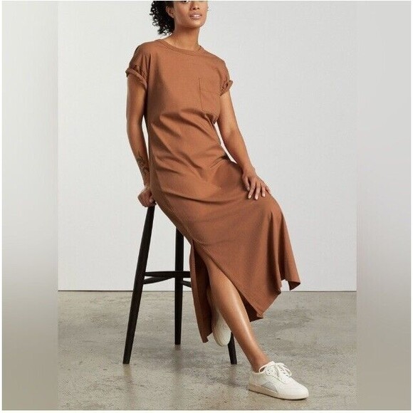 Everlane Dresses & Skirts - Everlane The Organic Cotton Weekend Maxi Dress Women L T-Shirt Brown Lagenlook